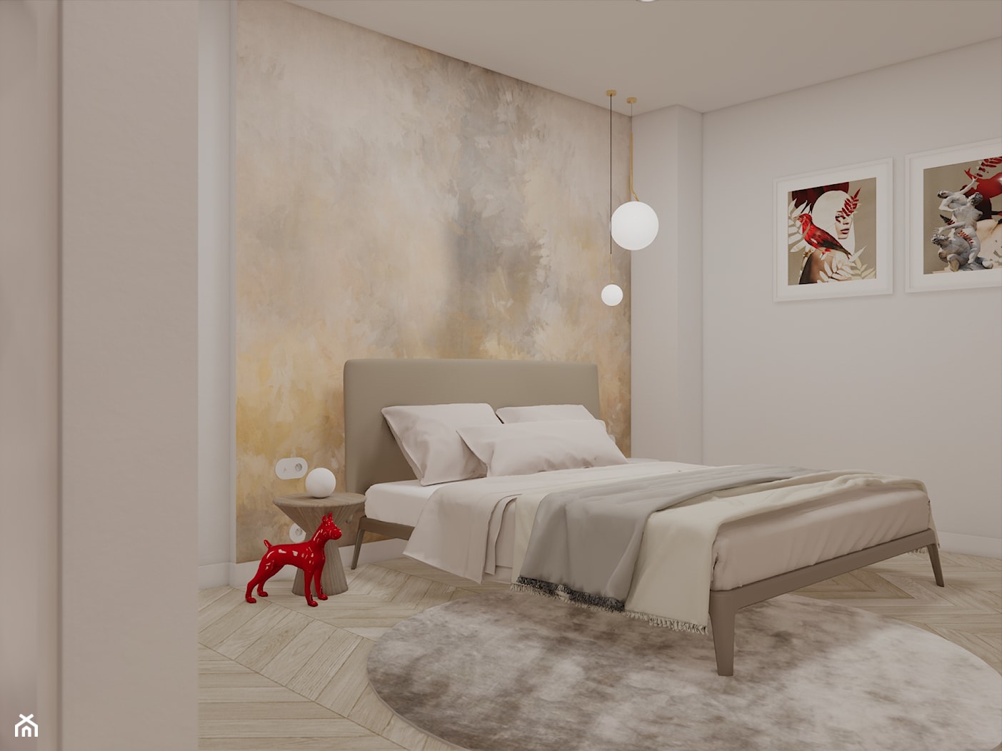 Delikatna sypialnia z tapetą - zdjęcie od KORU - Homebook
