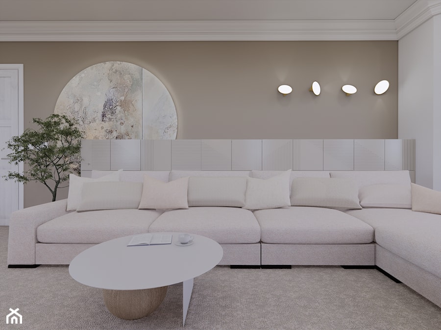 Salon z sofą olta i oświetleniem axolight. - zdjęcie od KORU