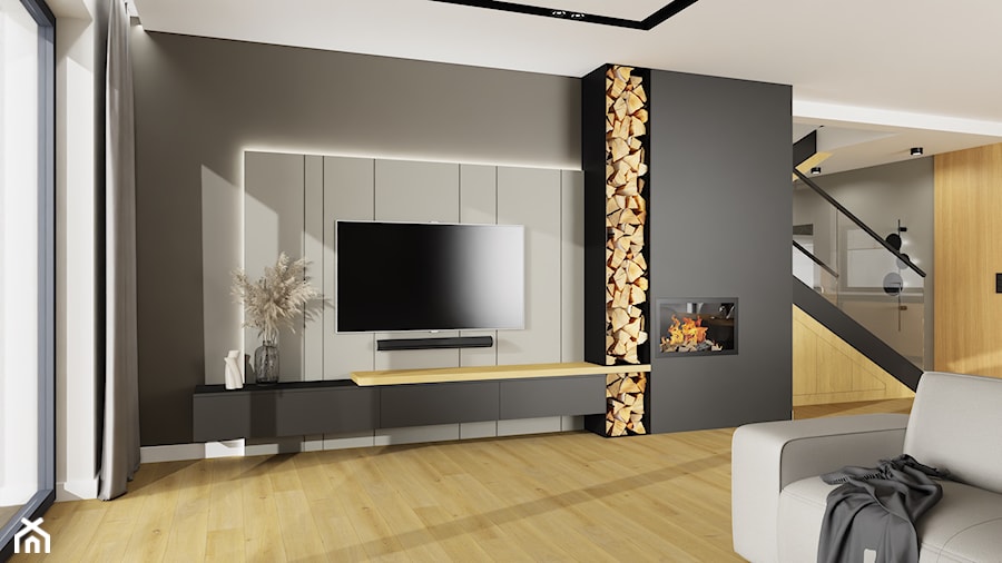 PROJEKT DOMU 250 M2 W STYLU NOWOCZESNYM - Salon, styl nowoczesny - zdjęcie od BETTER HOME INTERIOR DESIGN