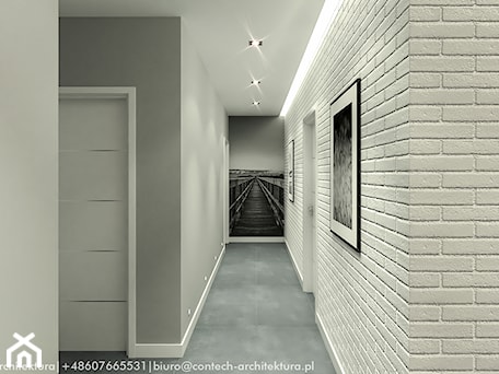 Aranżacje wnętrz - Hol / Przedpokój: Biała cegła w korytarzu - CONTECH Architektura. Przeglądaj, dodawaj i zapisuj najlepsze zdjęcia, pomysły i inspiracje designerskie. W bazie mamy już prawie milion fotografii!