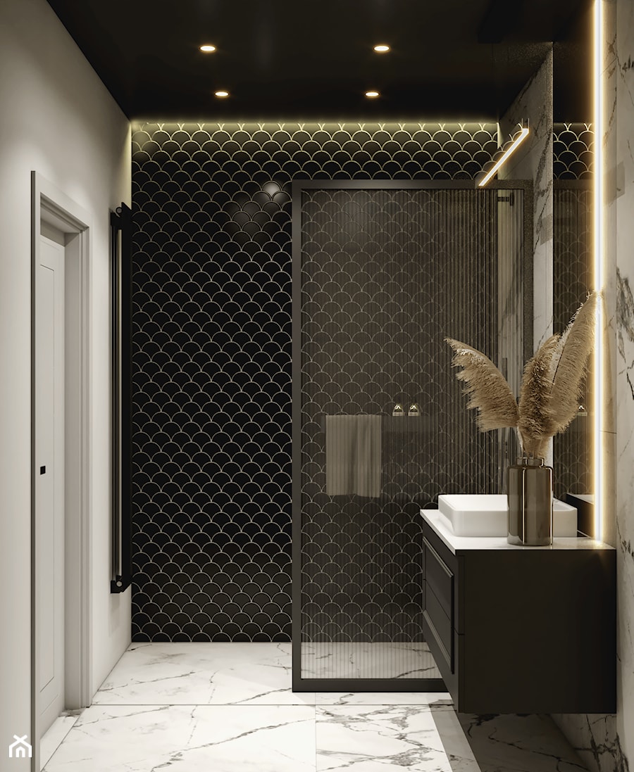 Ciemna, elegancka łazienka - zdjęcie od Doma Projektowanie Wnętrz