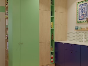 Zielono niebieska kuchnia w stylu pop - zdjęcie od Kolorowy projekt Katarzyny - projektowanie wnętrz