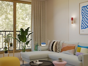 Kolorowy salon w stylu pop - zdjęcie od Kolorowy projekt Katarzyny - projektowanie wnętrz