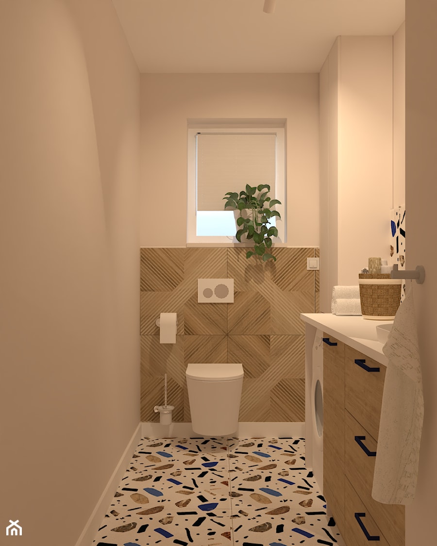 WC w domu z płytkami lastryko - zdjęcie od Kolorowy projekt Katarzyny - projektowanie wnętrz