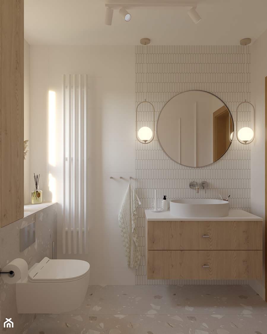 Łazienka z płytkami lastryko i mozaiką - zdjęcie od Kolorowy projekt Katarzyny - projektowanie wnętrz