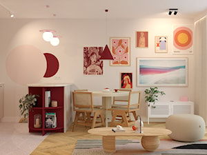 Salon z aneksem kuchennym i wyspą - zdjęcie od Kolorowy projekt Katarzyny - projektowanie wnętrz