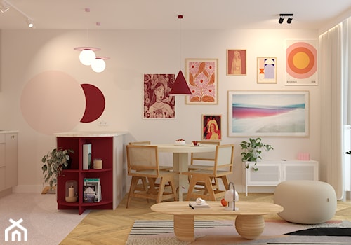 Salon z aneksem kuchennym i wyspą - zdjęcie od Kolorowy projekt Katarzyny - projektowanie wnętrz