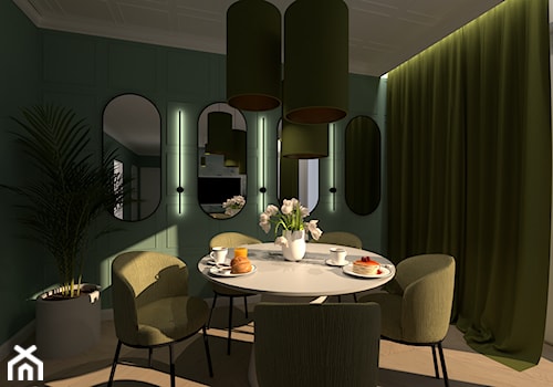 Ściana w salonie z lustrami - zdjęcie od Kolorowy projekt Katarzyny - projektowanie wnętrz