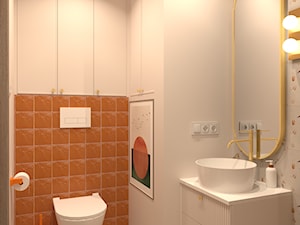 Łazienka z ceglanymi płytkami na zabudowie miski WC - zdjęcie od Kolorowy projekt Katarzyny - projektowanie wnętrz