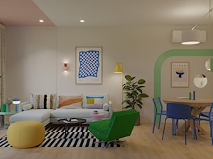 Widok na kanapę w salonie - zdjęcie od Kolorowy projekt Katarzyny - projektowanie wnętrz
