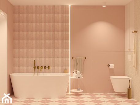 Aranżacje wnętrz - Łazienka: Wanna wolnostojąca w różowej łazience - Kolorowy projekt Katarzyny - projektowanie wnętrz . Przeglądaj, dodawaj i zapisuj najlepsze zdjęcia, pomysły i inspiracje designerskie. W bazie mamy już prawie milion fotografii!