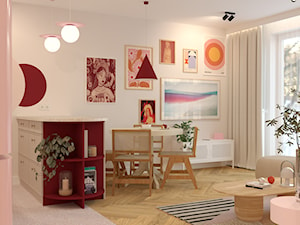 Bordowo różowy salon - zdjęcie od Kolorowy projekt Katarzyny - projektowanie wnętrz
