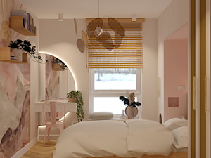 Sypialnia z toaletką i różowymi elementami - zdjęcie od Kolorowy projekt Katarzyny - projektowanie wnętrz