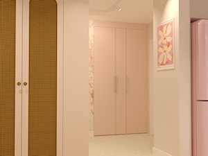 Wejście do garderoby - fronty rattanowe - zdjęcie od Kolorowy projekt Katarzyny - projektowanie wnętrz
