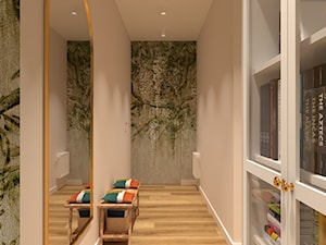 Hol z tapetą i ukrytymi drzwiami - zdjęcie od Kolorowy projekt Katarzyny - projektowanie wnętrz