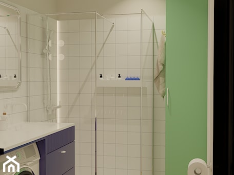 Aranżacje wnętrz - Łazienka: Prysznic w łazience w stylu Memphis - Kolorowy projekt Katarzyny - projektowanie wnętrz . Przeglądaj, dodawaj i zapisuj najlepsze zdjęcia, pomysły i inspiracje designerskie. W bazie mamy już prawie milion fotografii!