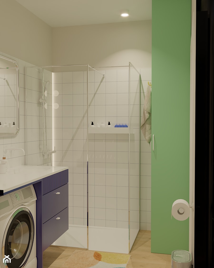 Prysznic w łazience w stylu Memphis - zdjęcie od Kolorowy projekt Katarzyny - projektowanie wnętrz