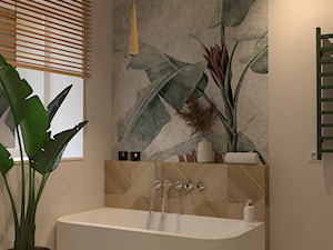 Łazienka z Tapetą na ścianie i wanną - zdjęcie od Kolorowy projekt Katarzyny - projektowanie wnętrz