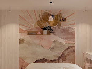 Tapeta różowe góry w sypialni - zdjęcie od Kolorowy projekt Katarzyny - projektowanie wnętrz