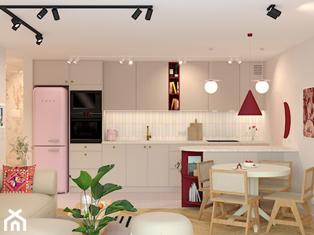 Aranżacje wnętrz - Kuchnia: Kaszmirowa kuchnia z różowymi i bordowymi dodatkami - Kolorowy projekt Katarzyny - projektowanie wnętrz . Przeglądaj, dodawaj i zapisuj najlepsze zdjęcia, pomysły i inspiracje designerskie. W bazie mamy już prawie milion fotografii!