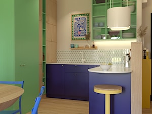 Kolorowa kuchnia - zielona i kobaltowa - zdjęcie od Kolorowy projekt Katarzyny - projektowanie wnętrz