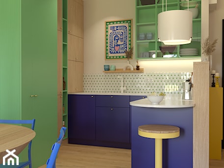 Aranżacje wnętrz - Kuchnia: Kolorowa kuchnia - zielona i kobaltowa - Kolorowy projekt Katarzyny - projektowanie wnętrz . Przeglądaj, dodawaj i zapisuj najlepsze zdjęcia, pomysły i inspiracje designerskie. W bazie mamy już prawie milion fotografii!