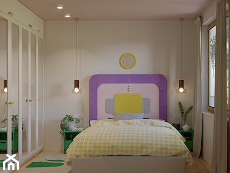 Aranżacje wnętrz - Sypialnia: Sypialnia z kolorowym zagłówkiem - Kolorowy projekt Katarzyny - projektowanie wnętrz . Przeglądaj, dodawaj i zapisuj najlepsze zdjęcia, pomysły i inspiracje designerskie. W bazie mamy już prawie milion fotografii!
