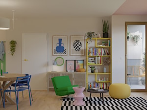 Widok na szafki w salonie - zdjęcie od Kolorowy projekt Katarzyny - projektowanie wnętrz
