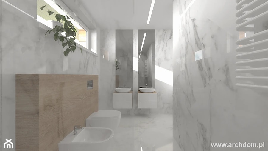 Widok łazienki z projektu domu piętrowego Cyprysik 1 - zdjęcie od ArchDOM Pracownia Projektowa