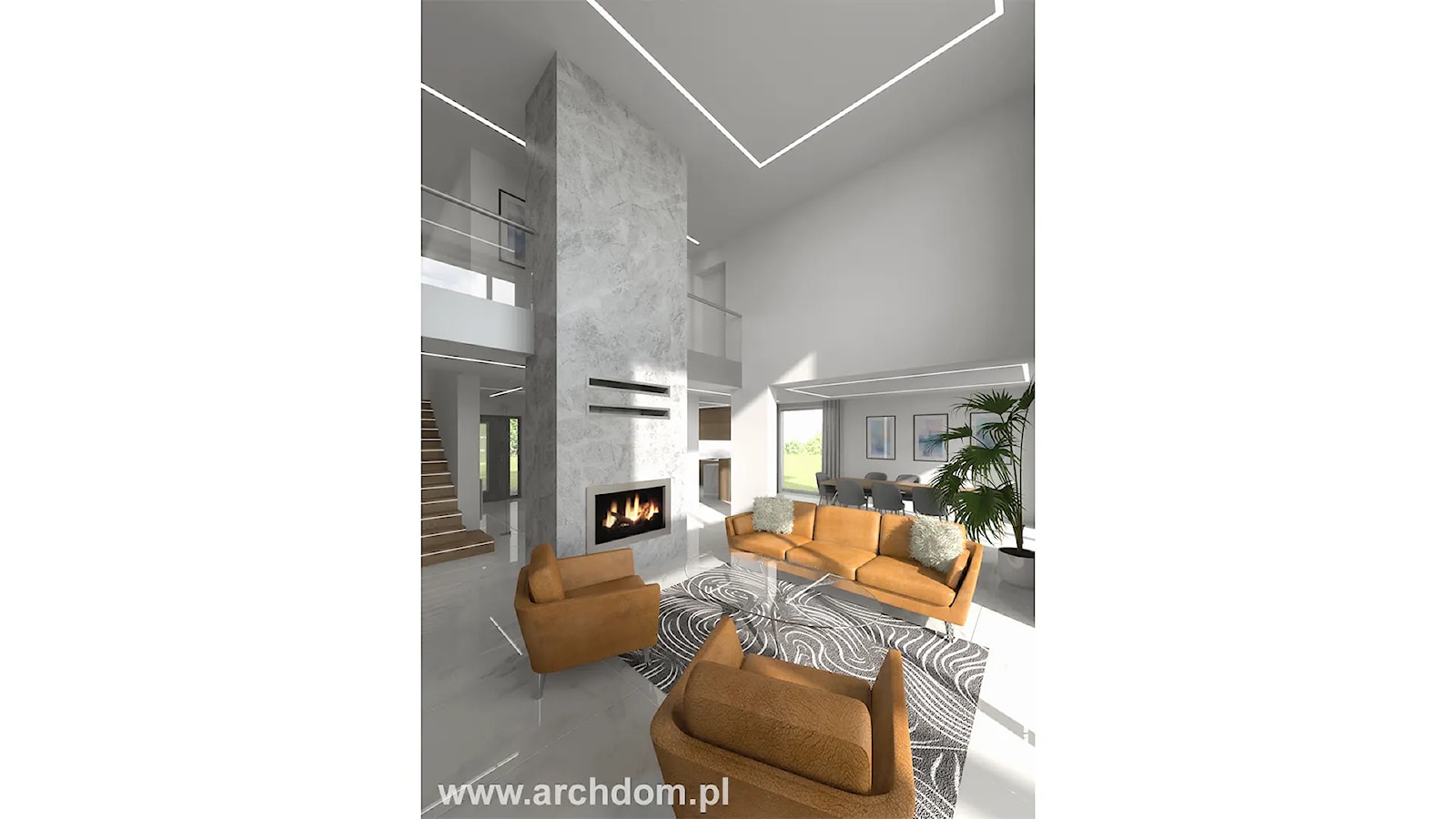 Widok na salon z projektu domu piętrowego Cyprysik 1 - zdjęcie od ArchDOM Pracownia Projektowa - Homebook