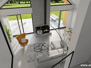 Widok na salon z projektu domu parterowego z poddaszem użytkowym Fikus 1 EKO - zdjęcie od ArchDOM Pracownia Projektowa