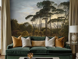 Salon w stylu modern classic z tapetą - pejzażem w stylu vintage - zdjęcie od Artemania - artystyczne tapety i pościel