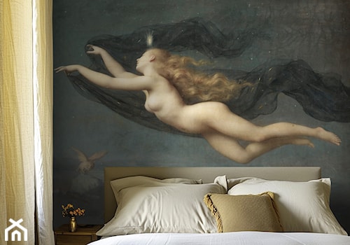 Tapeta z symbolicznym obrazem nad łóżkiem w sypialni - zdjęcie od Artemania - artystyczne tapety i pościel