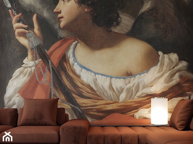Tapeta inspirowana sztuką dawną w salonie w stylu nowojorskim