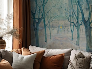 Tapeta ze sztuką w stylu retro w eleganckim mieszkaniu w kamienicy - zdjęcie od Artemania - artystyczne tapety i pościel