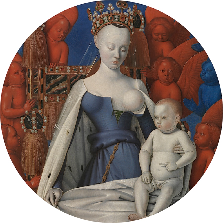 Tapeta koło ze średniowiecznym obrazem Madonny z dzieciątkiem - zdjęcie od Artemania - artystyczne tapety i pościel