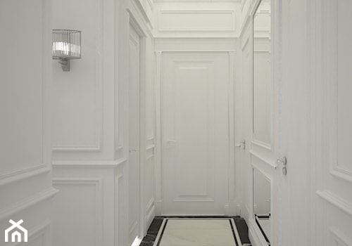 Apartament Zabrze - Mały biały hol / przedpokój, styl glamour - zdjęcie od ANNA ORLIKOWSKA ARCHITEKTURA WNĘTRZ