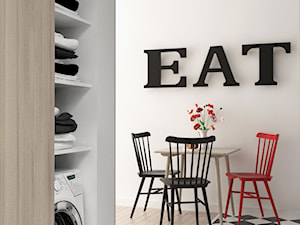 i|02 - Mała biała jadalnia jako osobne pomieszczenie, styl skandynawski - zdjęcie od no.bo