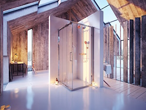 Aranżacje - Duża na poddaszu łazienka z oknem, styl skandynawski - zdjęcie od KOŁO