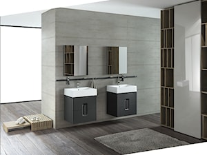 Szafki podumywalkowe - Duża jako pokój kąpielowy z dwoma umywalkami łazienka - zdjęcie od KOŁO