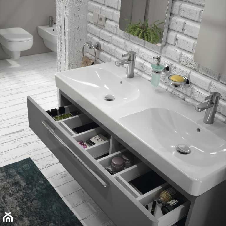 Aranżacje - Z dwoma umywalkami łazienka, styl skandynawski - zdjęcie od KOŁO