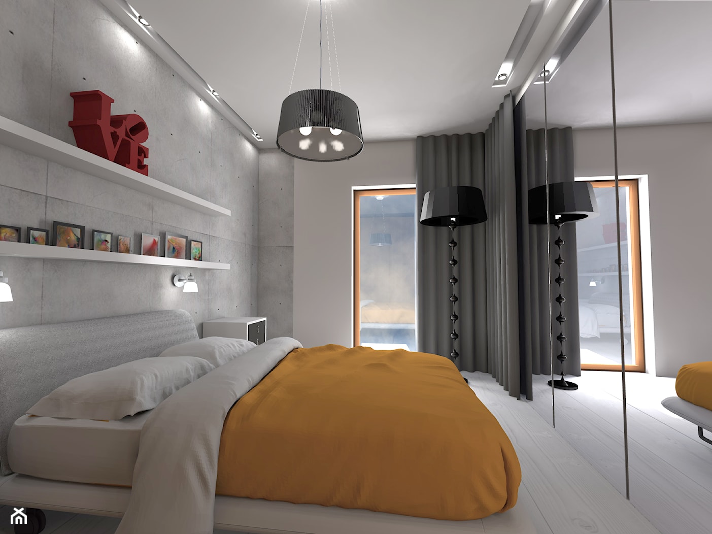 Sypialnia z betonem - zdjęcie od Shift plus Deco - Homebook