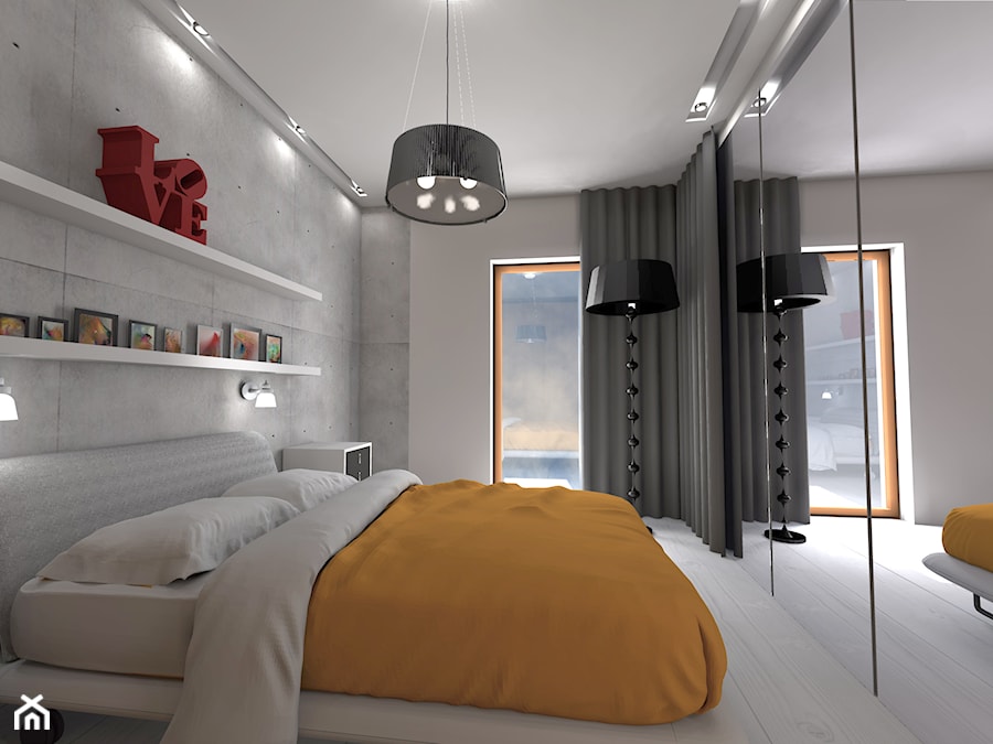 Sypialnia z betonem - zdjęcie od Shift plus Deco