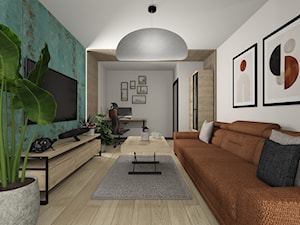 Loftowy salon z miejscem do pracy - zdjęcie od Sikorska Studio