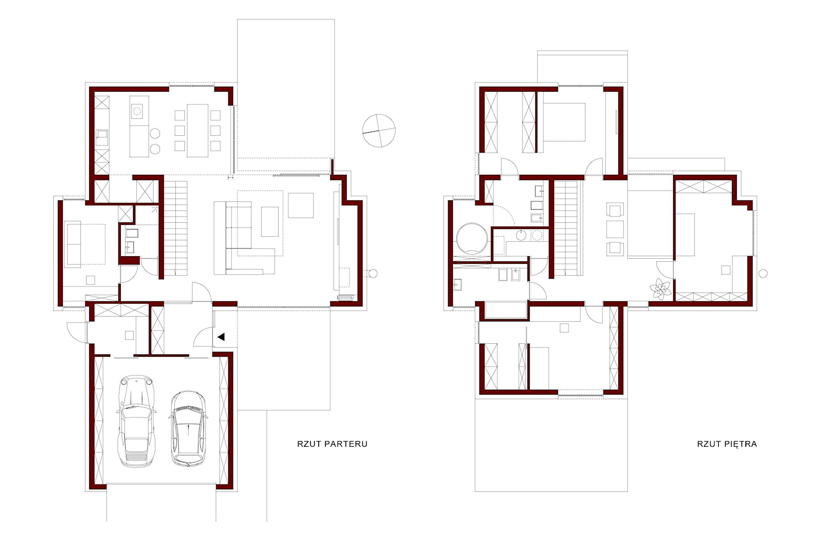 rzut PARTERU, rzut PIĘTRA - zdjęcie od ŁUKASZ ŁADZIŃSKI ARCHITEKT - Homebook