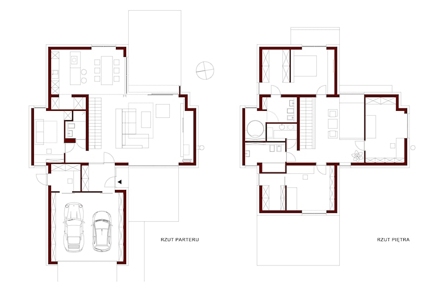 rzut PARTERU, rzut PIĘTRA - zdjęcie od ŁUKASZ ŁADZIŃSKI ARCHITEKT
