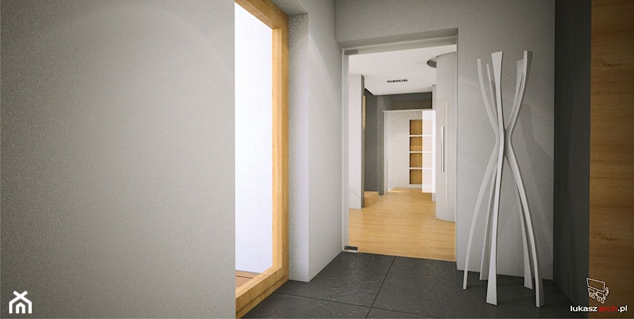 projekt wnętrza domu jednorodzinnego - Garderoba, styl minimalistyczny - zdjęcie od ŁUKASZ ŁADZIŃSKI ARCHITEKT