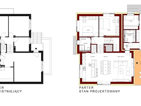 Aranżacje wnętrz - Domy: rzut PARTERU - instniejacy / projektowany - ŁUKASZ ŁADZIŃSKI ARCHITEKT. Przeglądaj, dodawaj i zapisuj najlepsze zdjęcia, pomysły i inspiracje designerskie. W bazie mamy już prawie milion fotografii!