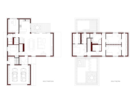 Aranżacje wnętrz - Domy: rzut PARTERU i PIĘTRA - ŁUKASZ ŁADZIŃSKI ARCHITEKT. Przeglądaj, dodawaj i zapisuj najlepsze zdjęcia, pomysły i inspiracje designerskie. W bazie mamy już prawie milion fotografii!