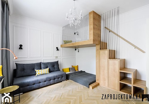 Mieszkanie na Mariensztacie - Średnia biała sypialnia - zdjęcie od ZAPROJEKTOWANA